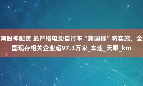 淘股神配资 最严格电动自行车“新国标”将实施,全国现存相关企业超97.3万家_车速_天眼_km