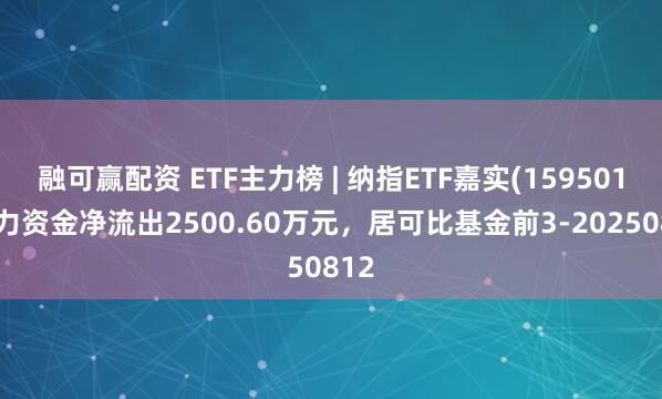 融可赢配资 ETF主力榜 | 纳指ETF嘉实(159501)主力资金净流出2500.60万元，居可比基金前3-20250812
