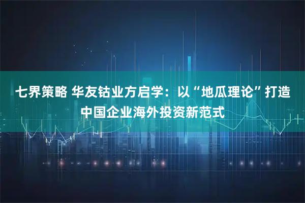 七界策略 华友钴业方启学：以“地瓜理论”打造中国企业海外投资新范式